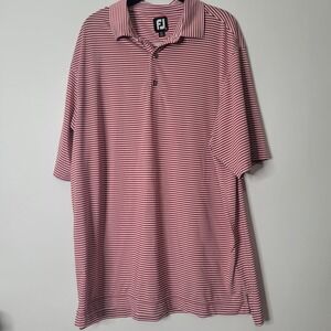 FootJoy Men Size XL Red White Striped Short Sleeve Polo Polyester Blend